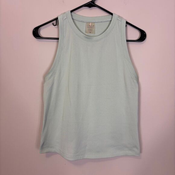 Calia by Carrie Underwood Light Green Semi Cropped Ribbed Tank Top Medium - Picture 1 of 3